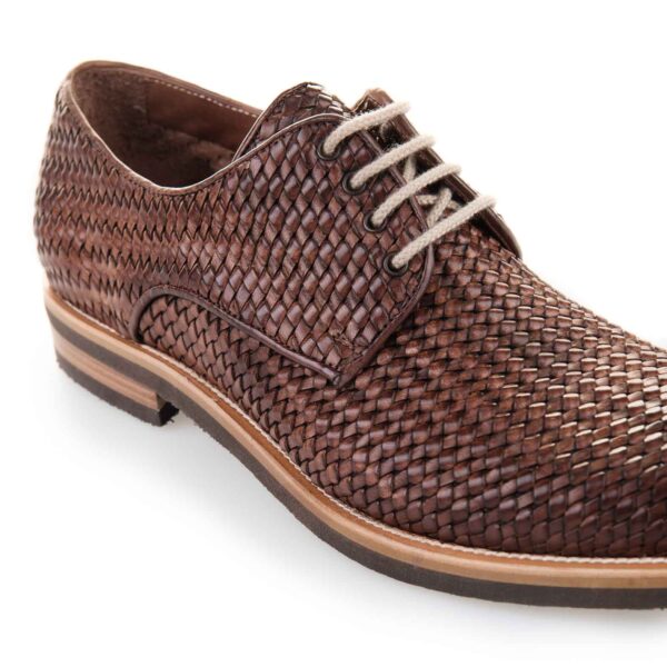 brown hand woven derby