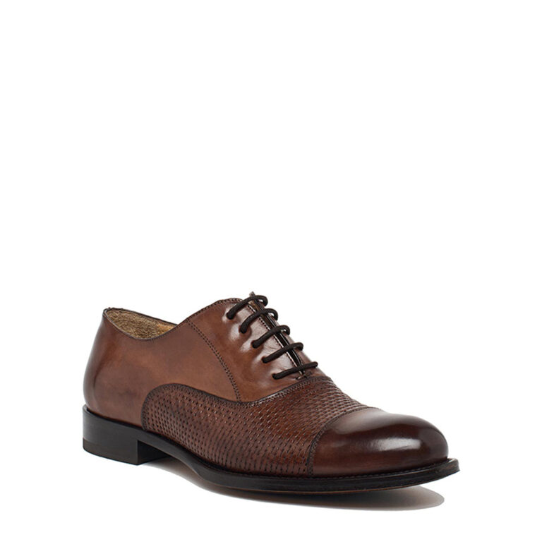 brown smooth and woven calfskin oxford