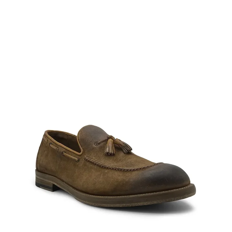 washed suede loafers with tassels
