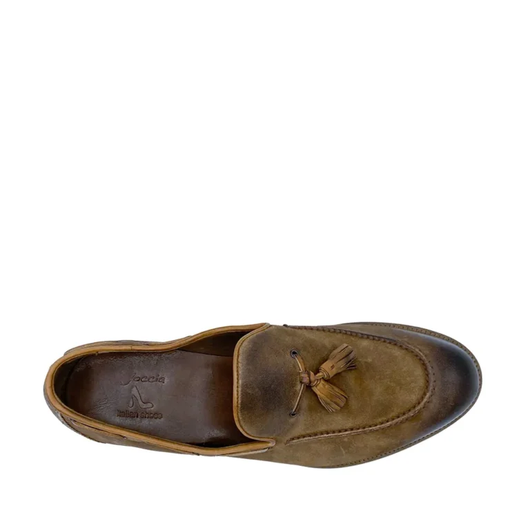 washed suede loafers with tassels
