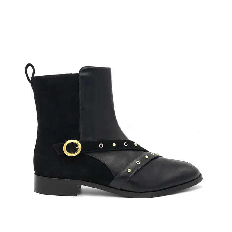 suede + calfskin ankle boots