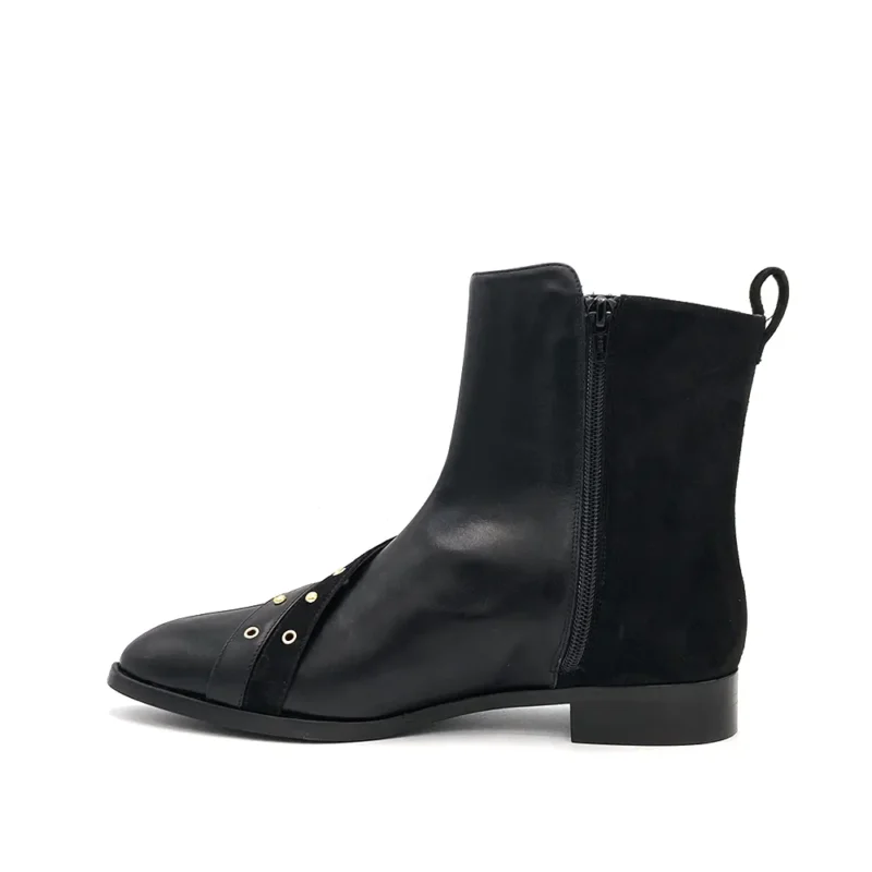 suede + calfskin ankle boots