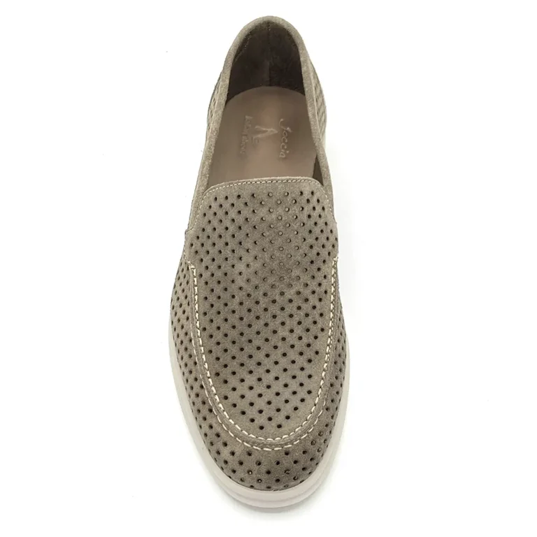 perforated suede loafers