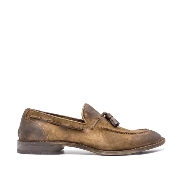 washed suede loafers with tassels